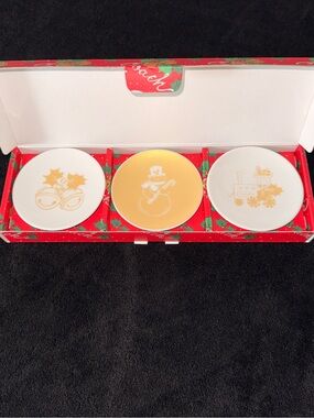 Coach Japan Exclusive Ceramic Christmas Holiday Tea Plate Serve Trinket Tray Set